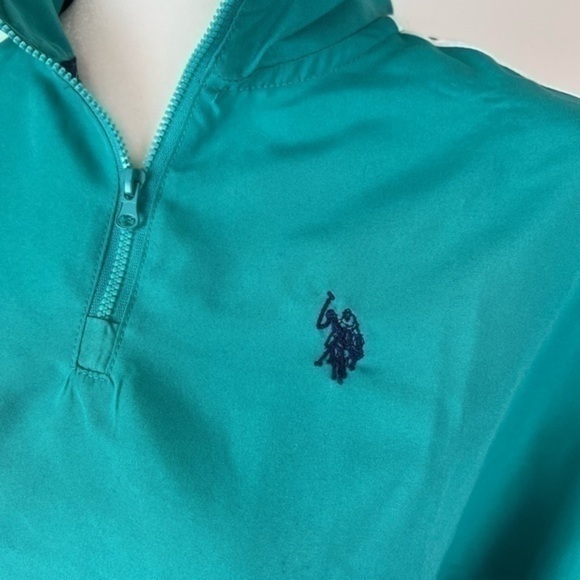 U.S. Polo Assn. Turquoise Rapids Color Block Cropped Popover Top size nedium - Picture 3 of 9